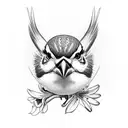 Sparrow holding a lily tattoo design idea