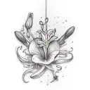 Sparrow holding a lily tattoo design idea
