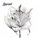 Sparrow holding a lily tattoo design idea