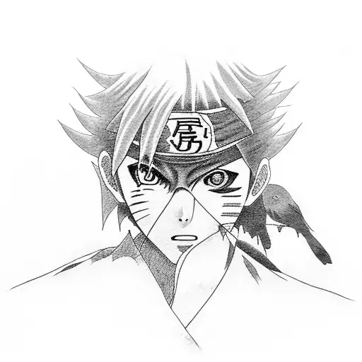 Itachi from Naruto with crows around tattoo design idea