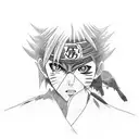 Itachi from Naruto with crows around tattoo design idea