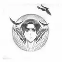 Itachi from Naruto with crows around tattoo design idea