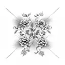 cross with vines and roses woth butterflies around it tattoo design idea