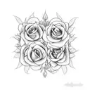 cross with vines and roses woth butterflies around it tattoo design idea