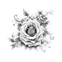 cross with vines and roses tattoo design idea