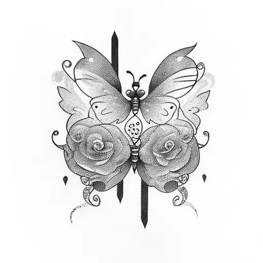 lighter with butterflies tattoo design idea