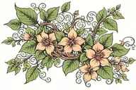 ivy and flowers intertwined tattoo design idea