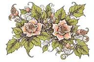 ivy and flowers intertwined tattoo design idea