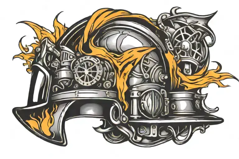 firefighter helmet tattoo design idea
