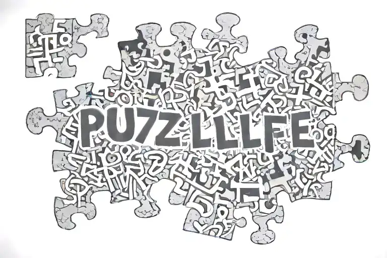 puzzle pieces with puzzled life lettering tattoo tattoo design idea