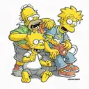 homer strangling bart and lisa simpson tattoo design idea