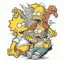 homer strangling bart and lisa simpson tattoo design idea