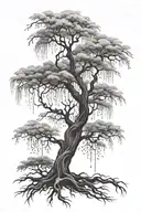 Willow tree with roots reaching deep tattoo design idea
