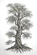 Willow tree with roots reaching deep tattoo design idea