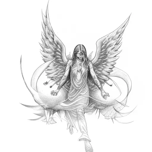 A guardian angel with outstretched wings tattoo design idea