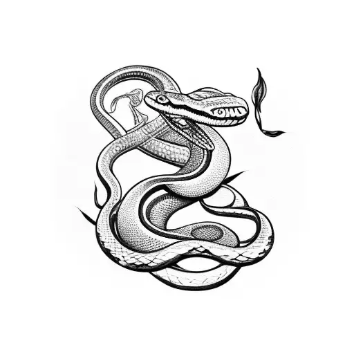 Snake with rose in knife tattoo design idea
