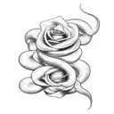 Snake with rose in knife tattoo design idea