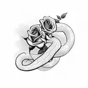 Snake with rose in knife tattoo design idea