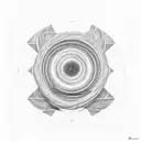 Interstellar black hole in blackwork style tattoo design idea