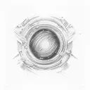 Interstellar black hole in blackwork style tattoo design idea