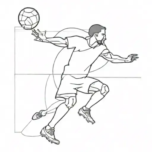 A minimalist design of a football player in action, with a subtle cross symbolizing faith and dedication to Christianity tattoo design idea