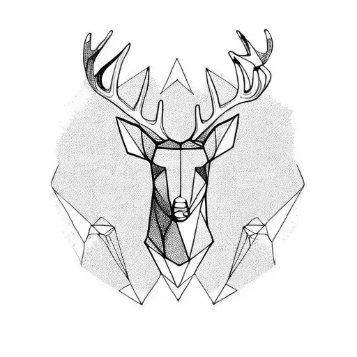 asymmetric deer head tattoo design idea
