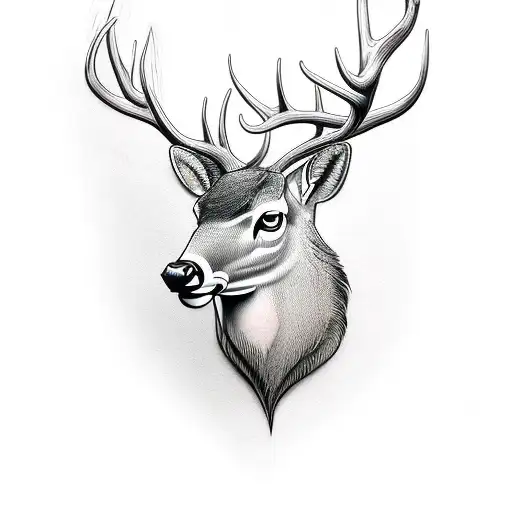 asymmetric deer head tattoo design idea