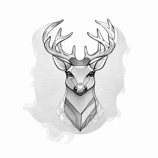 asymmetric deer head tattoo design idea