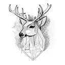 asymmetric deer head tattoo design idea