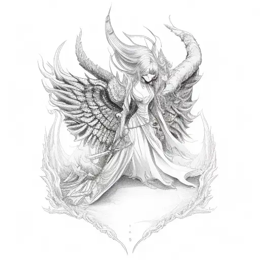 demon wing and angel wing tattoo design idea