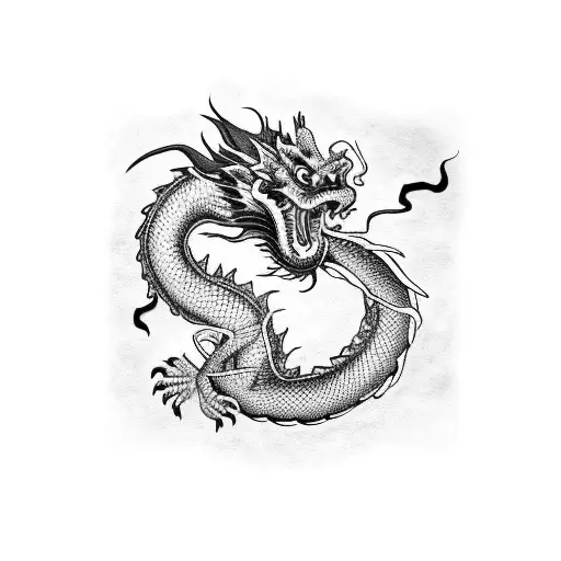smoke chinese dragon tattoo design idea