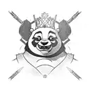 king fu panda with a gun from doom video game fighting geralt from the Witcher 3  tattoo design idea