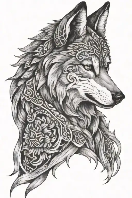 wolf Mandalay tattoo design idea