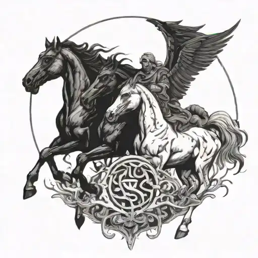 Famine 4 horsemen of the apocalypse  Black horse tattoo design idea