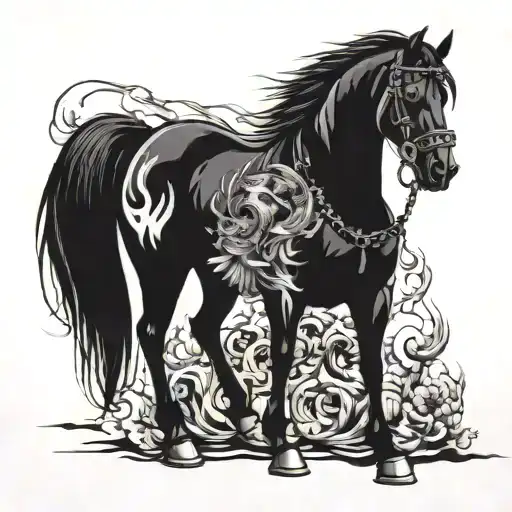 Famine 4 horsemen of the apocalypse  Black horse tattoo design idea