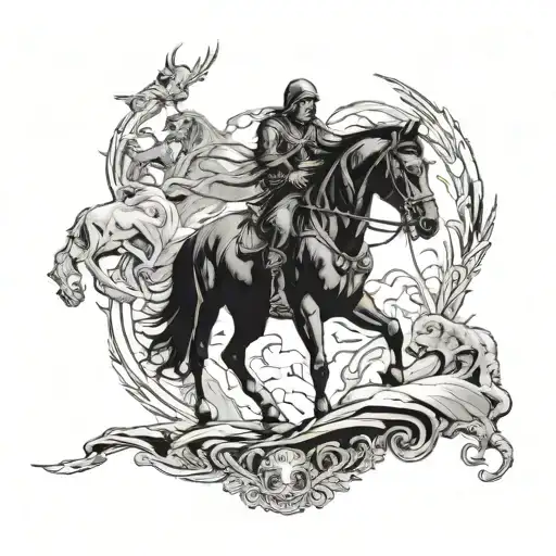 Famine 4 horsemen of the apocalypse  Black horse tattoo design idea