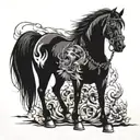 Famine 4 horsemen of the apocalypse  Black horse tattoo design idea