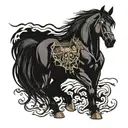 Famine 4 horsemen of the apocalypse  Black horse tattoo design idea