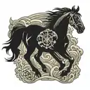 Famine 4 horsemen of the apocalypse  Black horse tattoo design idea