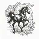A minimalist design of the black horse of famine from the 4 horsemen of the apocalypse tattoo design idea