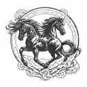 A minimalist design of the black horse of famine from the 4 horsemen of the apocalypse tattoo design idea