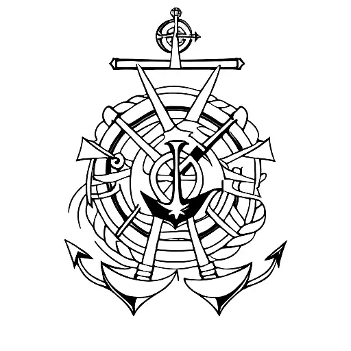 Minimalist "Navy Anchor With A Radiology Symbol..." Tattoo Idea