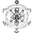 Navy anchor with a radiology symbol incorporated tattoo design idea