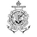 Navy anchor with a radiology symbol incorporated tattoo design idea