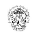 Navy anchor with a radiology symbol incorporated tattoo design idea