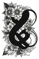 infinity symbol incorporated August flower and 21.08.19 tattoo design idea