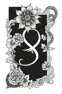 infinity symbol incorporated August flower and 21.08.19 tattoo design idea