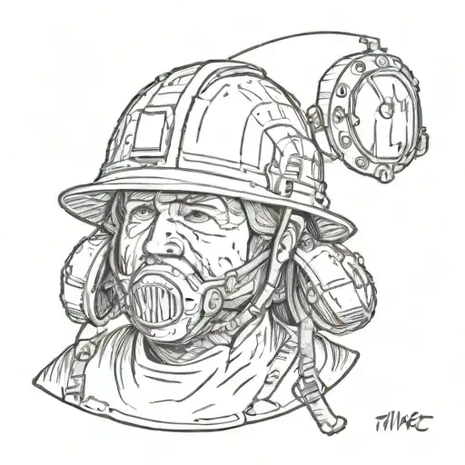 miner helmet and vietnam hemet combined tattoo design idea