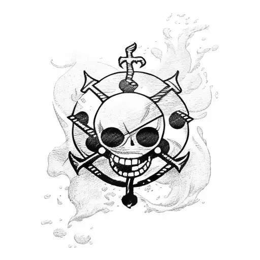 one piece pirate flag tattoo design idea
