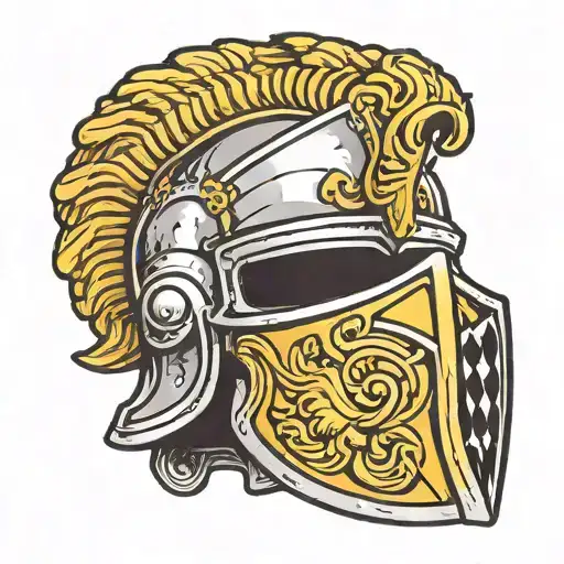 Roman Empire Helmet logo morphing tattoo design idea